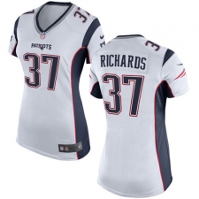 Women's Nike New England Patriots #37 Jordan Richards Game White NFL Jersey