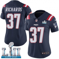 Women's Nike New England Patriots #37 Jordan Richards Limited Navy Blue Rush Vapor Untouchable Super Bowl LII NFL Jersey