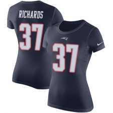 Women's Nike New England Patriots #37 Jordan Richards Navy Blue Rush Pride Name & Number T-Shirt