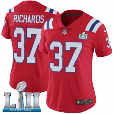 Women's Nike New England Patriots #37 Jordan Richards Red Alternate Vapor Untouchable Limited Player Super Bowl LII NFL Jersey