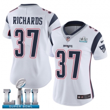 Women's Nike New England Patriots #37 Jordan Richards White Vapor Untouchable Limited Player Super Bowl LII NFL Jersey