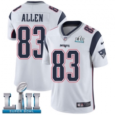 Men's Nike New England Patriots #83 Dwayne Allen White Vapor Untouchable Limited Player Super Bowl LII NFL Jersey