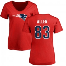 NFL Women's Nike New England Patriots #83 Dwayne Allen Red Name & Number Logo Slim Fit T-Shirt