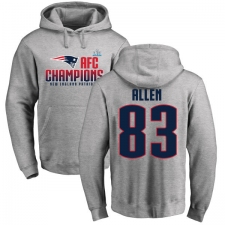 Nike New England Patriots #83 Dwayne Allen Heather Gray 2017 AFC Champions Pullover Hoodie