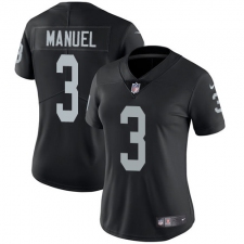 Women's Nike Oakland Raiders #3 E. J. Manuel Elite Black Team Color NFL Jersey