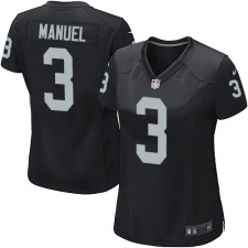 Women's Nike Oakland Raiders #3 E. J. Manuel Game Black Team Color NFL Jersey