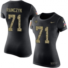 Women's Nike New Orleans Saints #71 Ryan Ramczyk Black Camo Salute to Service T-Shirt