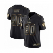 Men Pittsburgh Steelers #90 T.J. Watt Black Golden Edition 2019 Vapor Untouchable Limited Jersey