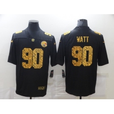 Men's Pittsburgh Steelers #90 T. J. Watt Black Nike Leopard Print Limited Jersey