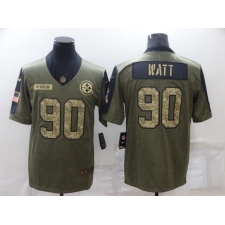 Men's Pittsburgh Steelers #90 T. J. Watt Camo 2021 Salute To Service Limited Player Jersey