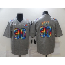 Men's Pittsburgh Steelers #90 T. J. Watt Gray Rainbow Version Nike Limited Jersey