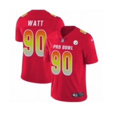 Men's Pittsburgh Steelers #90 T. J. Watt Limited Red AFC 2019 Pro Bowl Football Jersey