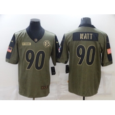 Men's Pittsburgh Steelers #90 T. J. Watt Nike Olive 2021 Salute To Service Limited Player Jersey