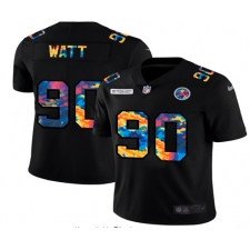 Men's Pittsburgh Steelers #90 T. J. Watt Rainbow Version Nike Limited Jersey