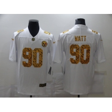 Men's Pittsburgh Steelers #90 T. J. Watt White Nike Leopard Print Limited Jersey