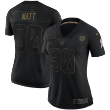 Women's Pittsburgh Steelers #90 T. J. Watt Black Nike 2020 Salute To Service Limited Jersey