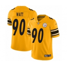 Women's Pittsburgh Steelers #90 T. J. Watt Limited Gold Inverted Legend Football Jersey