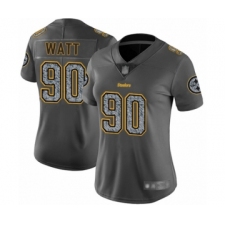 Women's Pittsburgh Steelers #90 T. J. Watt Limited Gray Static Fashion Football Jersey