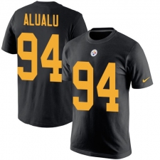 Nike Pittsburgh Steelers #94 Tyson Alualu Black Rush Pride Name & Number T-Shirt