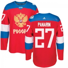 Men's Adidas Team Russia #27 Artemi Panarin Authentic Red Away 2016 World Cup of Hockey Jersey