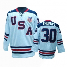 Men's Nike Team USA #30 Tim Thomas Premier White 1960 Throwback Olympic Hockey Jersey