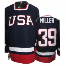 Men's Nike Team USA #39 Ryan Miller Authentic Navy Blue 2010 Olympic Hockey Jersey