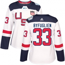 Women's Adidas Team USA #33 Dustin Byfuglien Premier White Home 2016 World Cup Hockey Jersey