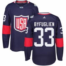 Youth Adidas Team USA #33 Dustin Byfuglien Authentic Navy Blue Away 2016 World Cup Ice Hockey Jersey