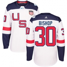Men's Adidas Team USA #30 Ben Bishop Authentic White Home 2016 World Cup Ice Hockey Jersey