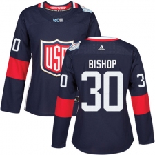 Women's Adidas Team USA #30 Ben Bishop Premier Navy Blue Away 2016 World Cup Hockey Jersey