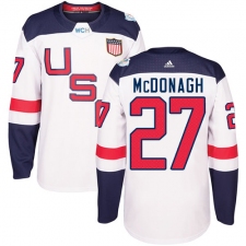 Men's Adidas Team USA #27 Ryan McDonagh Authentic White Home 2016 World Cup Ice Hockey Jersey