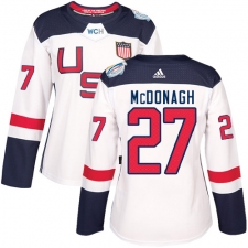 Women's Adidas Team USA #27 Ryan McDonagh Authentic White Home 2016 World Cup Hockey Jersey