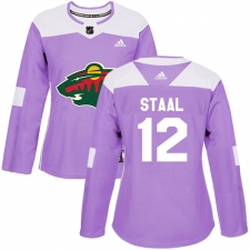 Women's Adidas Minnesota Wild #12 Eric Staal Authentic Purple Fights Cancer Practice NHL Jersey