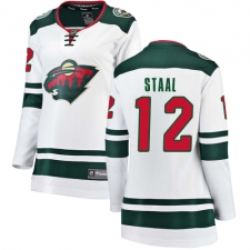 Women's Minnesota Wild #12 Eric Staal Authentic White Away Fanatics Branded Breakaway NHL Jersey