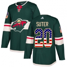 Youth Adidas Minnesota Wild #20 Ryan Suter Authentic Green USA Flag Fashion NHL Jersey