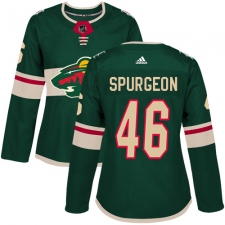 Women's Adidas Minnesota Wild #46 JaGreen Spurgeon Authentic Green Home NHL Jersey