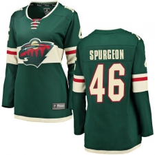 Women's Minnesota Wild #46 Jared Spurgeon Authentic Green Home Fanatics Branded Breakaway NHL Jersey