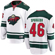 Youth Minnesota Wild #46 Jared Spurgeon Authentic White Away Fanatics Branded Breakaway NHL Jersey