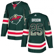 Men's Adidas Minnesota Wild #25 Jonas Brodin Authentic Green Drift Fashion NHL Jersey