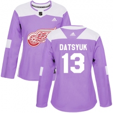 Women's Adidas Detroit Red Wings #13 Pavel Datsyuk Authentic Purple Fights Cancer Practice NHL Jersey