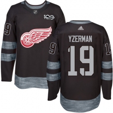 Men's Adidas Detroit Red Wings #19 Steve Yzerman Premier Black 1917-2017 100th Anniversary NHL Jersey