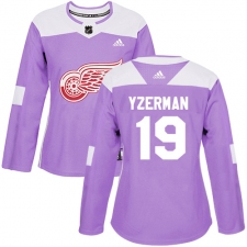 Women's Adidas Detroit Red Wings #19 Steve Yzerman Authentic Purple Fights Cancer Practice NHL Jersey