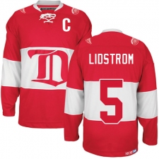 Men's CCM Detroit Red Wings #5 Nicklas Lidstrom Authentic Red Winter Classic Throwback NHL Jersey