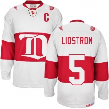 Men's CCM Detroit Red Wings #5 Nicklas Lidstrom Premier White Winter Classic Throwback NHL Jersey