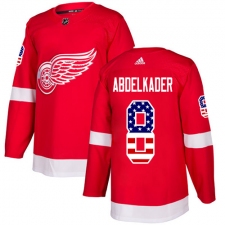 Men's Adidas Detroit Red Wings #8 Justin Abdelkader Authentic Red USA Flag Fashion NHL Jersey