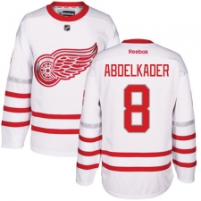 Men's Reebok Detroit Red Wings #8 Justin Abdelkader Authentic White 2017 Centennial Classic NHL Jersey