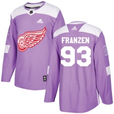 Men's Adidas Detroit Red Wings #93 Johan Franzen Authentic Purple Fights Cancer Practice NHL Jersey