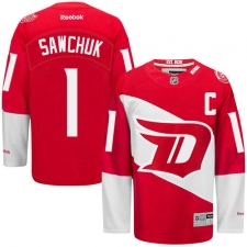 Men's Reebok Detroit Red Wings #1 Terry Sawchuk Authentic Red 2016 Stadium Series NHL Jersey