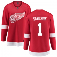 Women's Detroit Red Wings #1 Terry Sawchuk Fanatics Branded Red Home Breakaway NHL Jersey