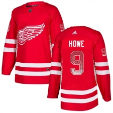 Men's Adidas Detroit Red Wings #9 Gordie Howe Authentic Red Drift Fashion NHL Jersey
